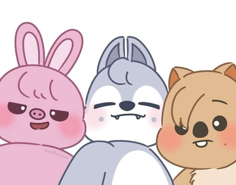 3racha Fanart, Kpop Drawings Easy, Han Quokka, Wolf Chan, Kids Zoo, Fell Asleep, Kpop Drawings, Skz In Cute, Art Style Inspiration