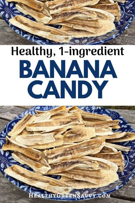 These chewy dried bananas are SO delicious, and also healthy! Satisfy your sweet tooth while getting vitamins, minerals, and more. #dehydrating   #healthysnacks #driedbananas #dehydratingrecipes #foodpreservation #vegan #glutenfree Dried Bananas Dehydrator, How To Dry Bananas, Banana Dehydrator Recipes, Dyhrated Banana, Dyhrated Food Recipes, Dyhrated Recipes, Dehydrated Bananas In Dehydrator, Dehydrator Herbs, Dehydrating Bananas