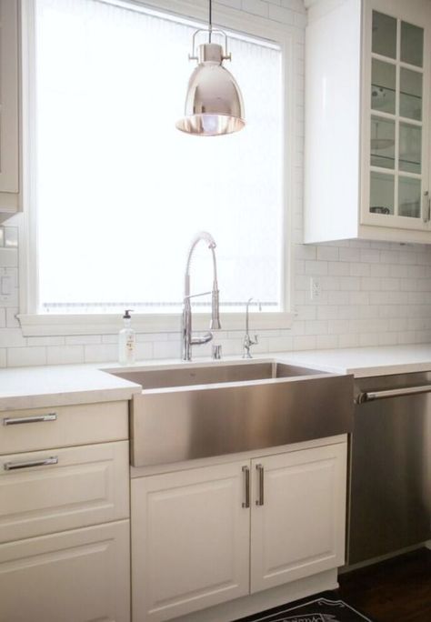 An IKEA Kitchen in San Diego Ikea Kitchen Sink, Kitchen Sink Decor Ideas, Steel Farmhouse Sink, Apron Sinks, Kitchen Sink Decor, Small Kitchen Sink, Basement Designs, Stainless Steel Farmhouse Sink, Best Kitchen Sinks