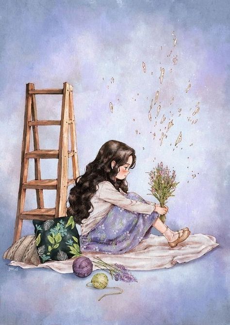 Aeppol Illustration, Poem Illustration, Peace Painting, Reflection Art, Forest Girl, Illustration Art Girl, Girls Cartoon, Girly Art Illustrations, Arte Sketchbook