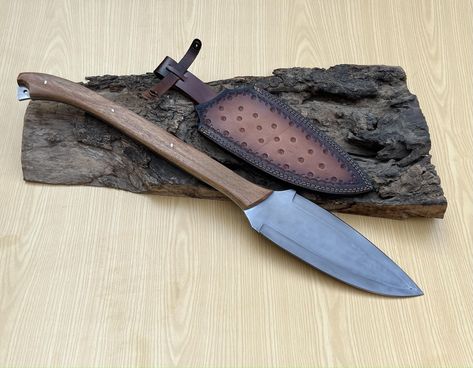 BRAND NEW                                     CUSTOM HANDMADE HIGH CARBON STEEL SPEAR                                    HANDLE MATERIAL AWESOME OLIVE WOOD WITH                                    BRASS PINS                                             Overall Length :25.00 Inches                                             Blade Length   :10.00 Inches                                        Blade Thickness    :5-6 mm                           BLADE                          High Carbon Steel blade...                          Hardness of the blade of this Spear Knife is HRC 57-60.             SHEATH                                  Well Hand Stitched Leather Sheath                                                   QUALITY STANDARDS  Our Damascus blades are made from high quality non-stainless Birthday Gifts For Father, Prince Nuada, Brass Pins, Father Birthday Gifts, Special Symbols, Stitching Leather, Knife Making, High Carbon Steel, Leather Sheath