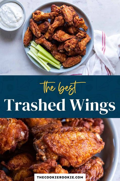 Dirty Wings Recipe, Trash Wings Recipe, Chicken Wings In Oil On Stove, Trash Wings, Double Fried Chicken Wings, Hooters Wings Recipe, Double Fried Chicken, Fried Buffalo Wings, Deep Fried Chicken Wings Recipe