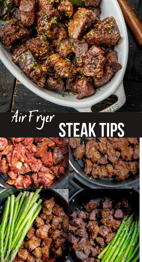 Beef Steak Bites, Air Fryer Steak Tips, Steak Tips Recipe, Ways To Cook Steak, Air Fryer Cooking, Beef Tip Recipes, Steak Bites Recipe, Cook Steak, Beef Tips And Gravy