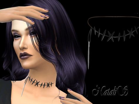 Created by NataliS! Sims 4 Cc Zombie Stitches, Sims 4 Cc Stitches, Alt Sims, Sims 3 Makeup, Zombie Boy, Stitch Necklace, Stitch Clothes, Sims 4 Dresses, Sims 4 Collections