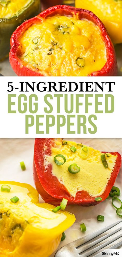 These egg stuffed peppers will become one of your new favorite easy breakfast recipes! They only require 5 ingredients and they're ready in about 30 minutes. Egg Stuffed Bell Peppers, Egg Stuffed Peppers, Breakfast Stuffed Peppers, Noom Recipes, Nutritional Recipes, Easy Stuffed Peppers, Easy Breakfasts, Easy Breakfast Recipes, Better Breakfast