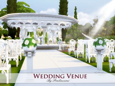 By Pralinesims Found in TSR Category 'Sims 4 Community Lots' Sims 4 Wedding Dress, Rooftop Wedding Venue, Lotes The Sims 4, The Sims 4 Lots, Mobile Wedding, Sims 4 Game Mods, 4 Characters, Wedding Furniture, Casas The Sims 4