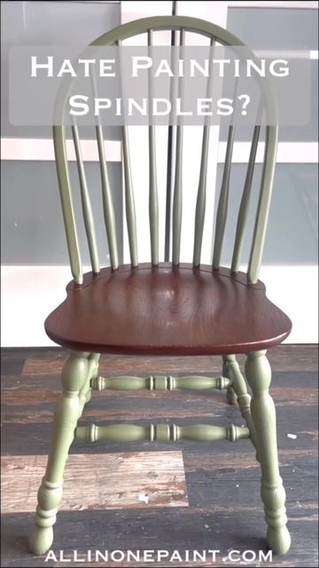 Painting Spindle Chairs, How To Paint Chairs With Spindles, Sanding Chairs With Spindles, How To Paint Spindles Chairs, All In One Paint Heirloom Traditions, Heirloom Traditions All In One Paint, Heirloom Paints, Oak Spindles, Heirloom Traditions Paint