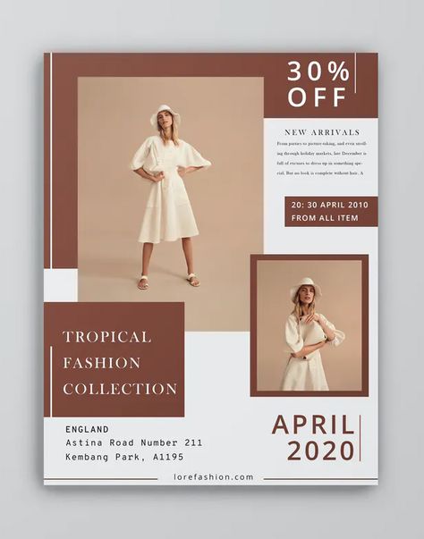 Fashion Flyer Template PSD Fashion Pamphlet Design, Fashion Flyer Design Templates, Dress Poster Design, Flyer Template Design Layout, Fashion Flyer Design, Fashion Lookbook Design, Catalogue Design Templates, Boutique Flyer, Studio Display