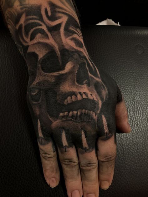 Skull Hand Sleeve Tattoo, Skull Tattoos Hand Men, Skull Hand Tattoos For Guys Men, Skull Tattoo Hand Men, Skull On Hand Tattoo, Skull Throat Tattoo, Skull Hand Tattoo Design, Cover Up Hand Tattoos, Skull Tattoos Hand