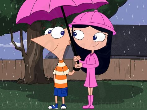 Under the rain Phineas And Isabella, Star Tv Series, Phineas E Ferb, Disney Ships, Phineas Y Ferb, Under The Rain, Wallpaper Doodle, Disney Xd, Phineas And Ferb