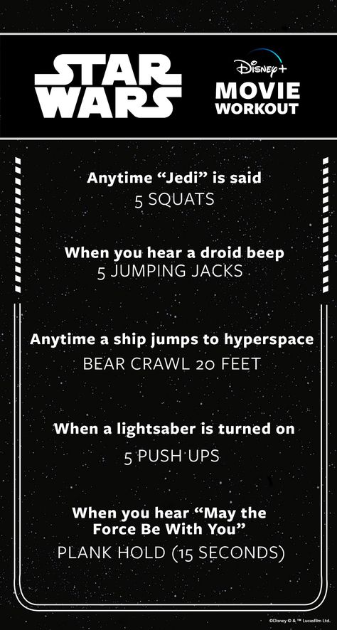 Disney Movie Workouts, Star Wars Workout, Tv Workout, Movie Workouts, Tv Workouts, Easy Fitness, Cross Training Workouts, Race Training, Training Exercises