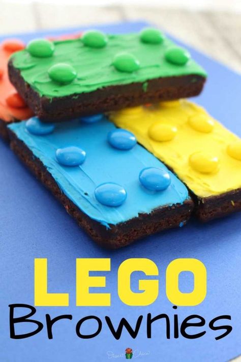 Lego Recipes, Brownie Deserts, Ninjago Birthday, Lego Birthday Party, Lego Minecraft, Lego Birthday, Lego Party, Fun Kids Food, Lego Friends