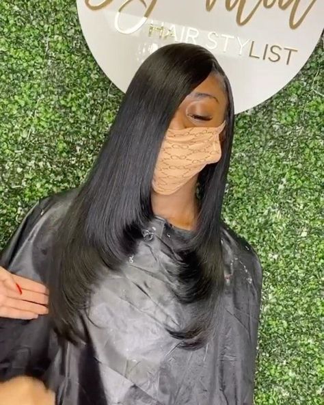 Deep Side Part Quick Weave With Layers, Bump Ends Hairstyle, Side Part Layered Hair, Bumped Ends, Black Hair Magazine, Natural Hair Weaves, Cut Layers, Styles Braids, Sew In Hairstyles