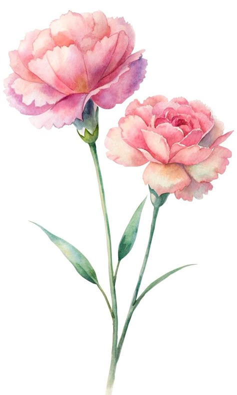 Premium PSD | A watercolor drawing of carnation flowers in portrait mode Carnation Flower Illustration, Carnation Drawing, Carnations Flower, Lisianthus Flower, Carnation Flowers, Pencil Portrait Drawing, Flower Art Drawing, Painting Demo, Watercolour Inspiration