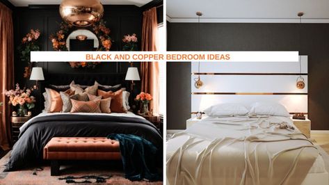 40 Stylish Black & Rust Bedroom Ideas Black And Copper Bedroom, Rust Bedroom, Green Upholstered Bed, Small Teen Bedroom, Modern Boys Bedroom, Boho Rooms, Dark Cozy Bedroom, Dramatic Bedroom, Copper Bedroom