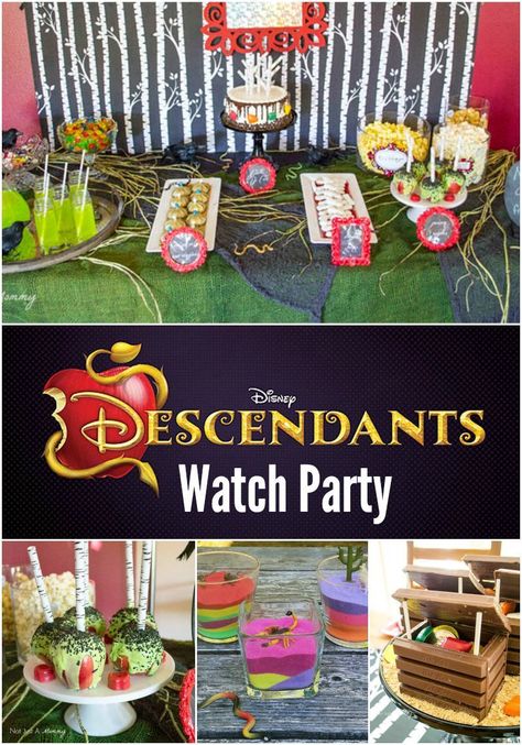 Descendants Party Ideas Birthdays, Maleficent Party, Disney Descendants Party, Descendants Party, Disney Movie Night, Avenger Birthday Party, Disney Descendants, Disney Party, Movie Marathon