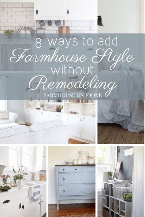 8 Ways to Add Farmhouse Style without Remodeling - Farmhouse on Boone Farmhouse On Boone Decor, Farmhouse On Boone Kitchen, Boone Farmhouse, Wood Built Ins, Modern Farmhouse Dining Room Ideas, Farmhouse Rental, Farmhouse Decor Bathroom, Farmhouse On Boone, Homesteading Tips