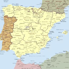 Tourism Portugal: Spain and Portugal Map with cities Map Of Spain And Portugal, Map Of Portugal, Portugal Cities, Portugal Map, Map Of Spain, Spain And Portugal, How To Speak Spanish, Geography, Tourism