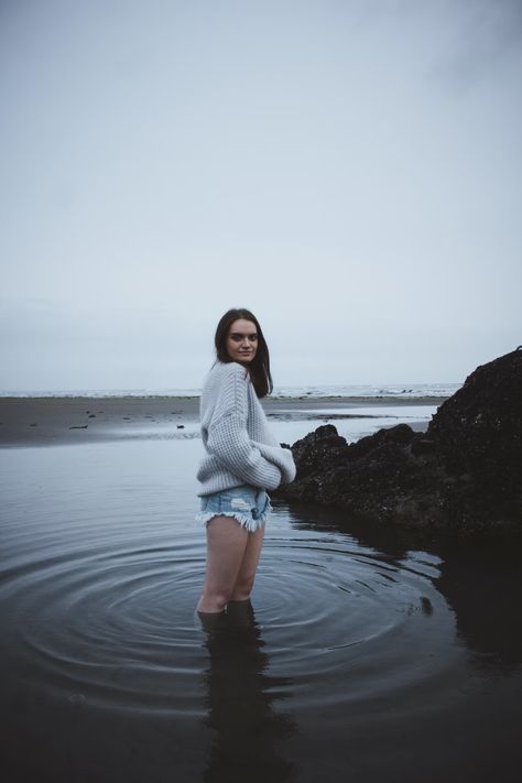 woman in gray sweater standing on shallow sea water under gray sky photo – Free Sumner Image on Unsplash Standing In Water Reference, In Water Reference, Water Reference, Standing In Water, Gradient Image, Water Time, Sea Pictures, Gray Sky, Time Lapse Photography