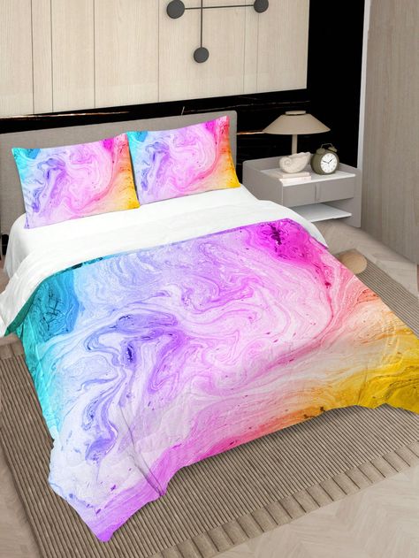 UNIQUE DESIGNS: We use the latest 3D printing technology to create truly exquisite designs for our comforters. Whether you're looking for sleek minimalistic geometric shapes, vividly colored dream catchers, or animal inspired designs, you are guaranteed to find a unique bedding set! PREMIUM FABRIC: 100 Percent Brushed Microfiber fabric is breathable and durable with a high tensile strength which also provides extra soft, comfortable, which making it feel like you're being gently cuddled when you Rainbow Dorm Room, Marble Comforter, Colorful Marble, Kids Comforters, Unique Bedding Sets, Unique Bedding, Bedding Decor, Bed Comforter Sets, Comforter Bedding Sets