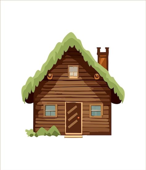 Vector a hut house vector design | Premium Vector #Freepik #vector #cabin #hut #house #cottage Cartoon Cottage, Hut Images, Retreat Cabin, Hut House, Wood Peg Dolls, House Cottage, Doll Home, House Vector, Photo Engraving