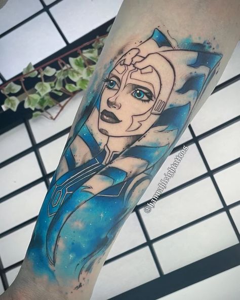 - Body Artifact Ahsoka Tano Tattoo, Ahsoka Tattoo, Star Wars Tattoo Sleeve, Nerdy Tattoos, Birthday Tattoo, Star Wars Character, Harry Potter Tattoo, Star Wars Ahsoka, Star Wars Tattoo