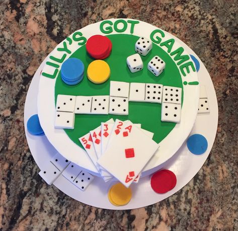 Game night cake Game Night Cake, Game Night Desserts, Family Game Night Gift Basket, Game Night Gift Basket, Game Night Decorations, Game Night Snacks, Marriage Games, Game Night Food, 21st Birthday Wishes