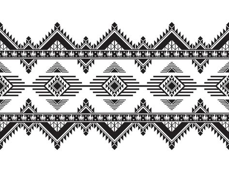 Ikat Geometric Pattern, Geometric Border Design, Geometrical Motifs, Fabric Pattern Design, Ethnic Pattern Design, Fabric Patterns Design, Geometric Border, Baby Mickey, Black And White Fabric