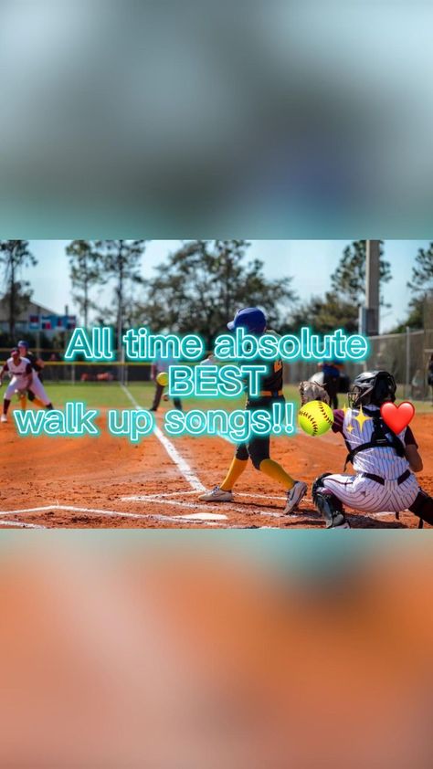 Softball Jokes, Best Walk Up Songs, Walk Up Songs Softball, Walk Up Songs, Softball Tiktoks, Softball Plays, Softball Chants, Softball Pictures Poses, Team Chants