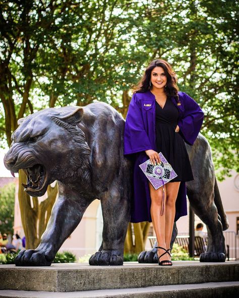 Lmu Graduation Photos, Wsu Graduation Pictures, Lsu Graduation Pictures, Lsu College Graduation Pictures, Nsu Graduation Pictures, Sjsu Grad Photos, Lsu Graduation, Grad Cap Decorated, Graduation Photography Poses