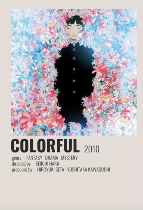 Colorful Anime Movie, Colorful Movie, Colorful Anime, Anime Minimalist Poster, Anime Suggestions, Film Posters Minimalist, Colorful Poster, Animes To Watch, Poster Anime