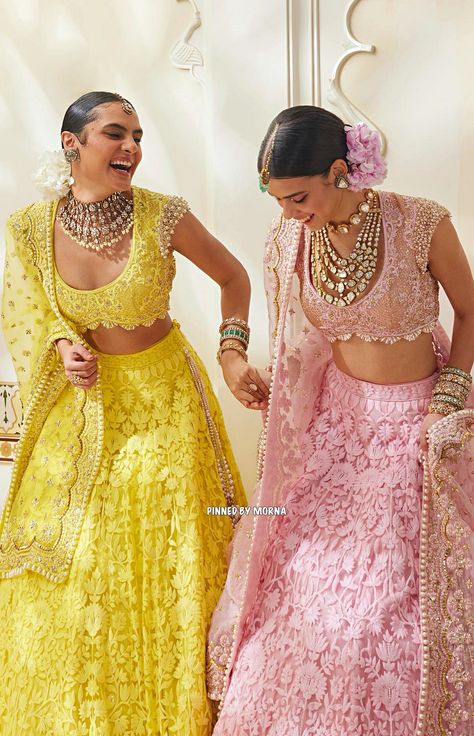 Manish Malhotra - India 🇮🇳 Rwanda Culture, Spring Bridesmaids, Uncut Jewellery, Manish Malhotra Lehenga, Harmony Tattoo, Indian Fits, Heavy Lehenga, Indian Bridesmaid Dresses, Group Outfits