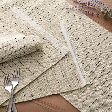 Arusha Black Dot Table Linen Collection by World Market Modern Placemats, Arusha, Linen Collection, Runners World, Cost Plus World Market, Towel Pattern, Shopping World, Table Linen, Affordable Home Decor