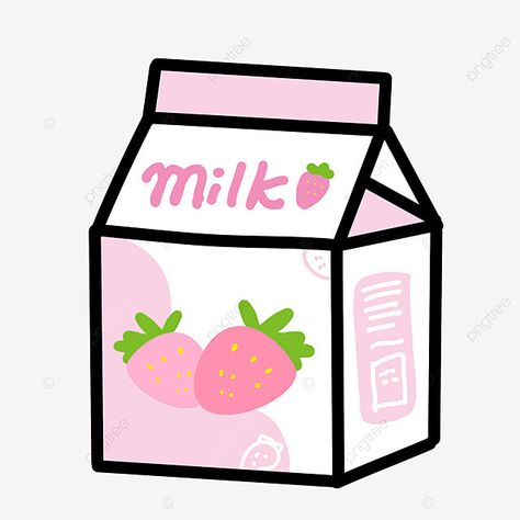 Milk Drawing Aesthetic, Cute Milk Drawing, Milk Drawing Cute, Milk Drawing Easy, How To Draw Milk, Strawberry Milk Drawing, Cute Strawberry Drawing, Milk Pictures, Drawn Strawberry