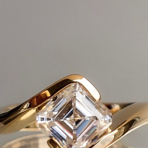 CADETTE on Instagram: "Introducing — ASSCHER Rapture Ring  The newest addition to our RAPTURE collection featuring an asscher cut diamond with an asymmetrical partial bezel setting that allows the light to shine through. This geometric and art deco-inspired diamond cut, combined with the smooth and elegant curves of the fluid band creates a breath-taking balance and harmony that is unlike any other. Organic yet refined, artful yet timeless.  Now available at cadettejewelry.com as a single SOLITAIRE ring, or as a SET with a matching band." Single Solitaire Ring, Rapture Ring, Balance And Harmony, Asscher Cut Diamond, Asscher Cut, Jewelry Design Necklace, Matching Band, Best Diamond, Art Deco Inspired