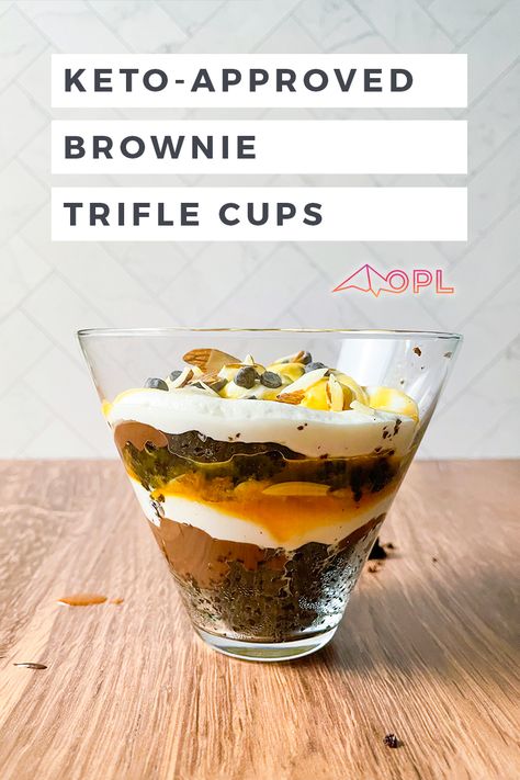 These Keto trifle cups are a decadent dessert that will impress even your non-keto family and friends. Wonderful taste & texture! #ketodessert #chocolate #diabeticfriendly Brownie Trifle Cups, Keto Trifle, Trifle Cups, Keto Whipped Cream, Brownie Trifle, Mini Dessert Cups, Brownie Cups, Chocolate Trifle, Paleo Life