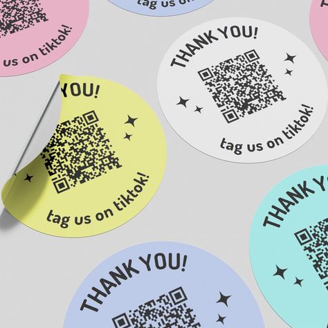 QR Thank You Cards - 60mm, 24pcs, Gloss Paper. Customizable QR code with your message. Perfect for thank you notes, gift cards, or any other occasion. #thankyoucards #qrcode . #Qrcode_Design_Ideas #Qr_Code_Sticker_Design #Qr_Sticker #Qr_Code_Sticker Qr Card Design, Qr Code Ideas Creative, Qr Sticker, Qr Code Sticker, Custom Hard Hats, Custom Car Stickers, Custom Wall Stickers, Hard Hat Stickers, Logo Design Diy