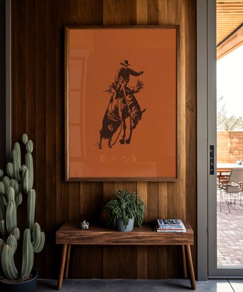 [Sponsored] 21 Essential Western Modern Home Decor Living Room Tricks You'll Want To Use This Autumn #westernmodernhomedecorlivingroom Cowboy Portrait, Bronc Rider, Cowboy Wall Art, Western Room, Western Rooms, Boho Gallery Wall, Saint Andrews, Modern Cowboy, Bucking Bronco