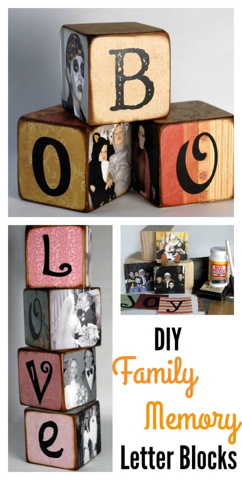 DIY Family Memory Letter Blocks Square Blocks Wood, Wood Block Family Figures, Family Blocks Wooden Diy, Wooden Block Painting Ideas, Crafts With Wooden Blocks, Wooden Blocks Decor Craft Ideas, Alphabet Blocks Crafts, Letter Blocks Decor, Crafts Printable