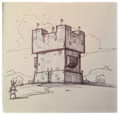 Fortress Illustration, Fort Drawing, Castle Fort, Castle Sketch, Comic Sketch, Castle Drawing, Notebook Sketches, Landscape Design Drawings, Perspective Drawing Architecture