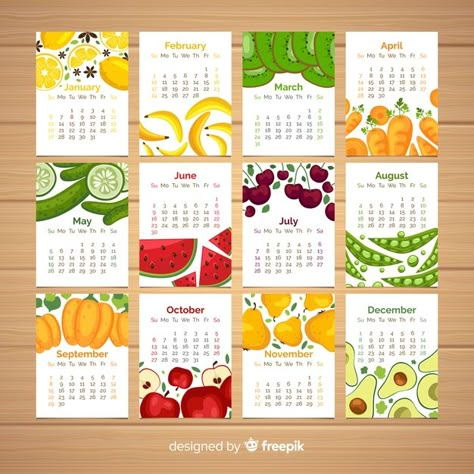 Creative Calendar Ideas, Calendar Design Ideas, Season Calendar, Table Calendar, Diy Planner Notebook, Creative Calendar, 달력 디자인, Seasonal Vegetables, Food Banner