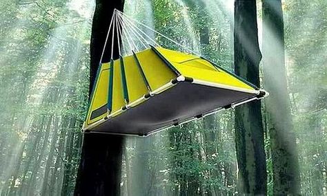 High up Suspended Tent, Tropical Hiking, Camping Bedding, What To Bring Camping, Camping Luxury, Tent Camping Beds, Bicycle Camper, Tent Home, Campsite Ideas