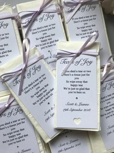 Wedding Tissues Tears of Joy Wedding Favours 5004 | Etsy Wedding Tissues, Tissue Pack, Happy Tears, Tears Of Joy, Wedding Date, Wedding Favours, Wedding Shower, Beach Wedding, Ribbon