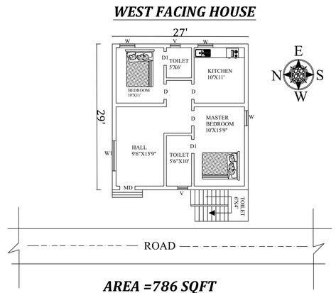 West Facing House Plan, Vastu Plan, 3 Bedroom Home Floor Plans, House Vastu, West Facing House, North Facing House, Vastu House, 2bhk House Plan, Indian House Plans