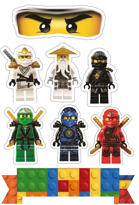 Lego Ninjago Birthday C7E Ninjago Cake Ideas, Ninjago Cake Topper, Ninja Lego Cake, Ninjago Party Decorations, Ninjago Sticker, Lego Cake Topper, Ninja Cake, Lego Ninjago Party, Lego Ninjago Birthday