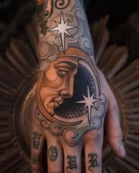 Hermes Tattoo, Traditional Hand Tattoo, Celestial Tattoo, Tattoo Magazine, Cloud Tattoo, Chest Tattoo Men, Traditional Tattoo Design, Hand Tattoos For Guys, Tattoo Illustration