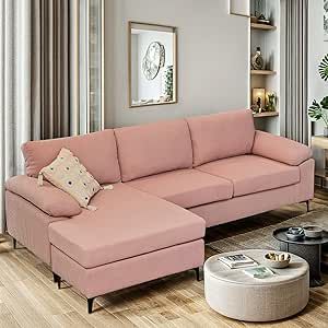 Sofa For Office, Apartment Pink, L Shaped Sectional Sofa, Modern Tufted Sofa, L Shaped Sectional, Couch For Living Room, Foam Sofa, Sofas For Small Spaces, L Shaped Couch