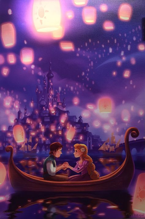 Rapunzel Y Flynn, Bill Robinson, Tangled Painting, Disney Canvas Art, Rapunzel And Flynn, Art Postcards, Disney Canvas, Rapunzel And Eugene, Pinturas Disney