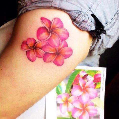 Plumeria Flower Tattoos, Frangipani Tattoo, Pinterest Tattoo Ideas, Hawaiian Flower Tattoos, Plumeria Tattoo, Hawaii Tattoos, Water Tattoo, Tattoo Cover-up, Word Tattoos