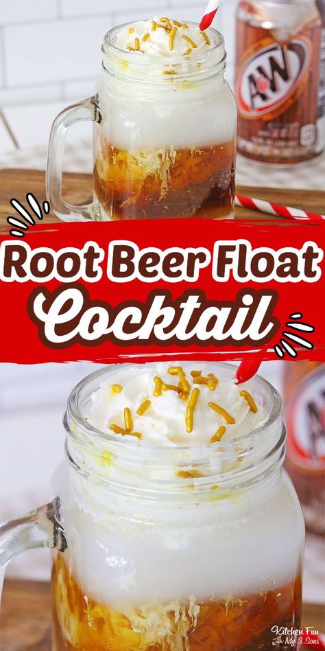 Rootbeer Cocktail Drinks, Root Beer Float Cocktail, Whipped Vodka Drinks Recipes, Whipped Vodka Drinks, Rootbeer Recipe, Rum Mixed Drinks, July Cocktails, Vodka Recipes Drinks, Rum Drinks Recipes